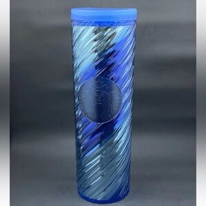 NWT Starbucks Holiday Ribbon Icicle Tumbler Iridescent Blue 2022 16oz NICE 💙